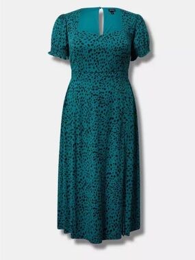 Tea Length Stretch Challis Sweetheart A-line Dress